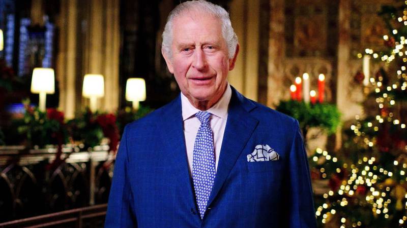 WINDSOR, ENGLAND - DECEMBER 13: In this image released on December 23, King Charles III is seen during the recording of his first Christmas broadcast in the Quire of St George's Chapel at Windsor Castle, on December 13, 2022 in Windsor, England. (Photo by Victoria Jones - Pool/Getty Images)