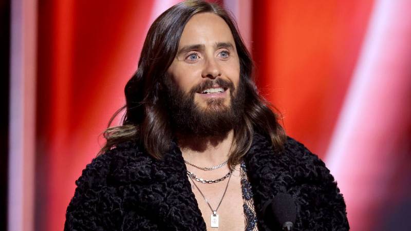 LAS VEGAS, NEVADA - APRIL 03: Jared Leto speaks onstage during the 64th Annual GRAMMY Awards at MGM Grand Garden Arena on April 03, 2022 in Las Vegas, Nevada. (Photo by Emma McIntyre/Getty Images for The Recording Academy)