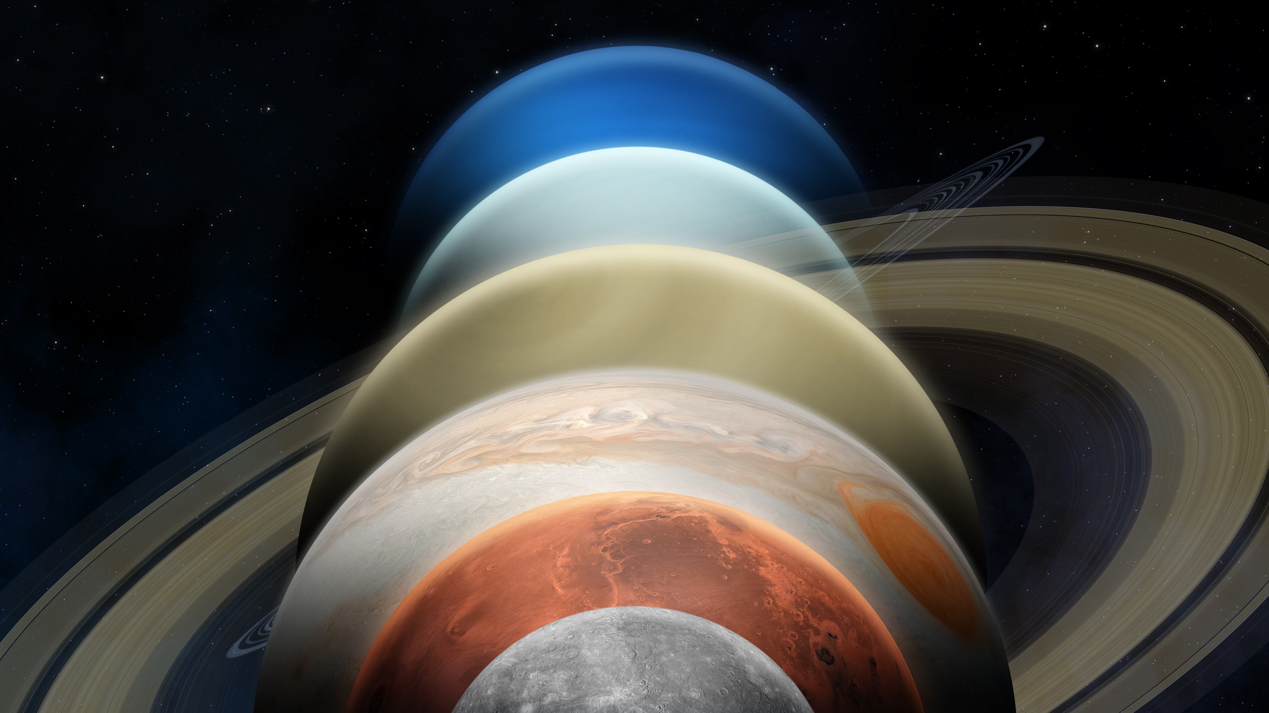 A planetary alignment, or a "planet parade" see six planets- Jupiter, Mercury, Uranus, Mars, Neptune and Saturn. Solar System planets.